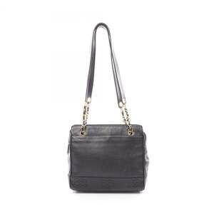 Chanel Triple Coco Mark Shoulder Bag Handbag Leather Grained Calf Women's Black